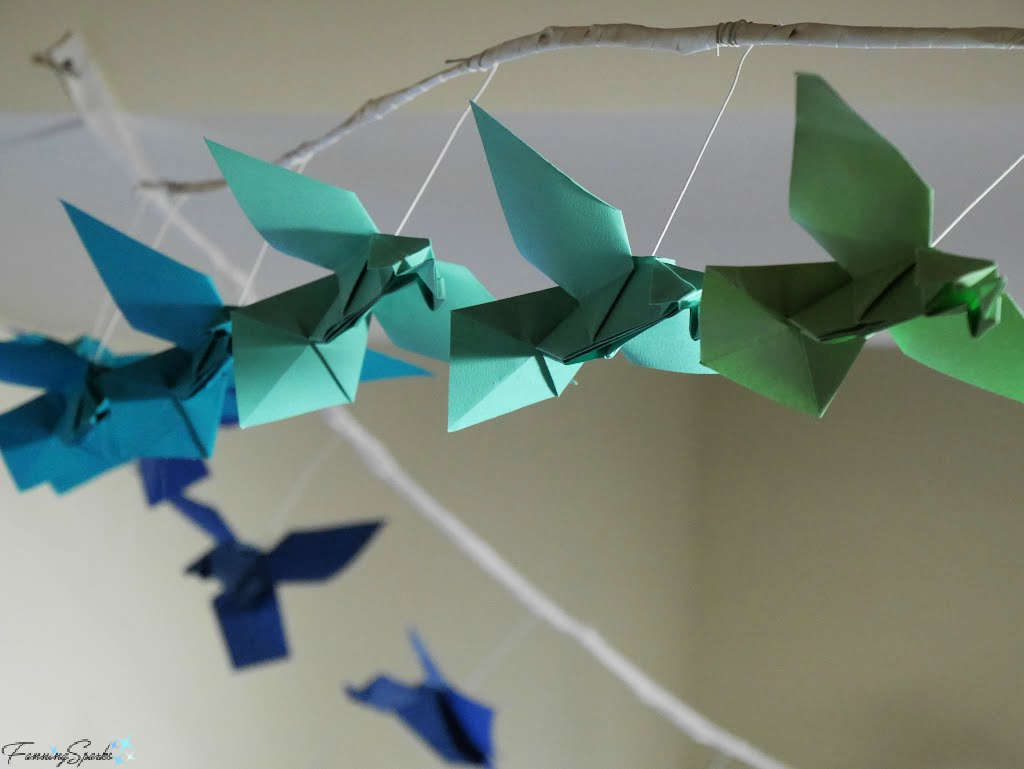 Origami Blue and Green Birds at Taro’s Origami Studio in Tokyo Japan   @FanningSparks