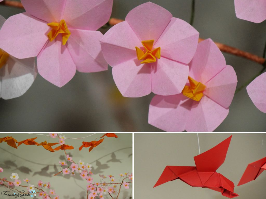 Origami Cherry Blossoms and Birds at Taro’s Origami Studio in Tokyo Japan   @FanningSparks