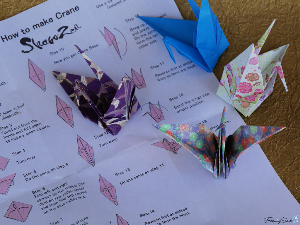 Origami Cranes with How to Make Crane Instructions   @FanningSparks