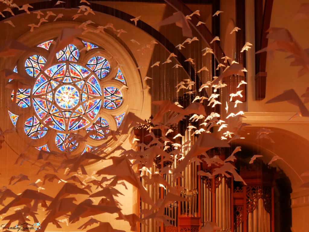 Sanctuary Doves With Rose Window at Peachtree Road United Methodist Church in Atlanta   @FanningSparks