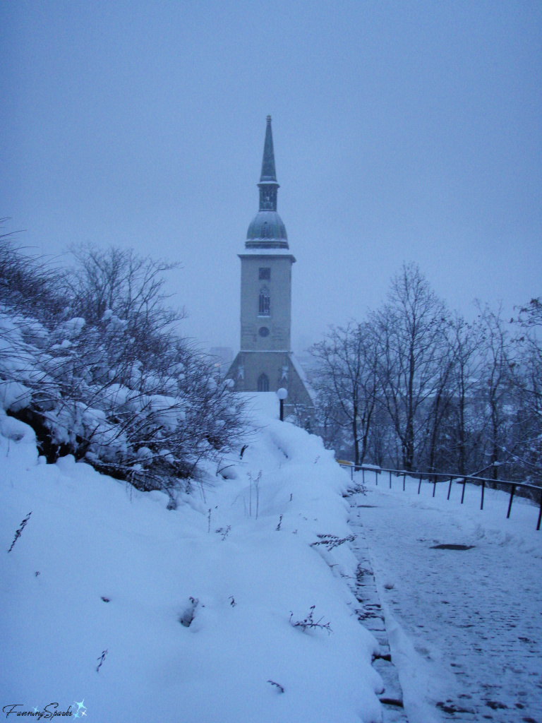 Snowy Church Scene in Bratislava Slovakia   @FanningSparks