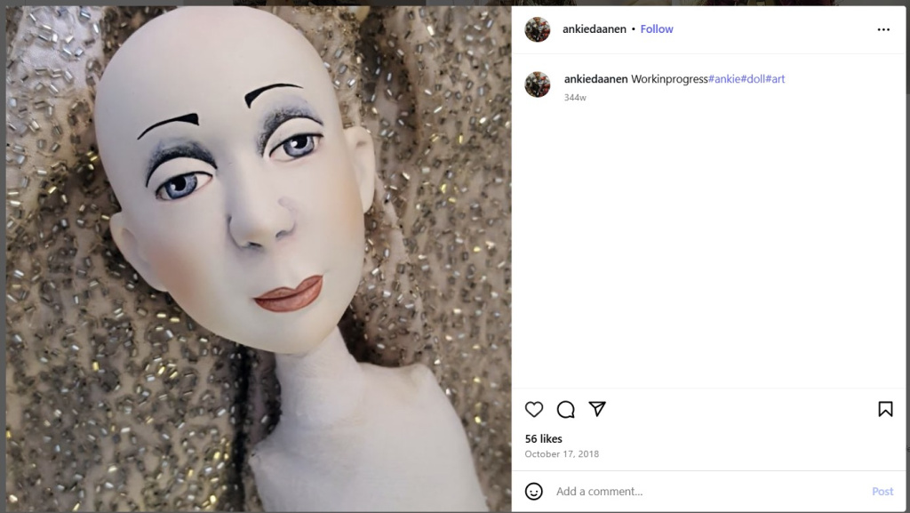 Art Doll Work in Progress by Ankie Daanen - from Instagram