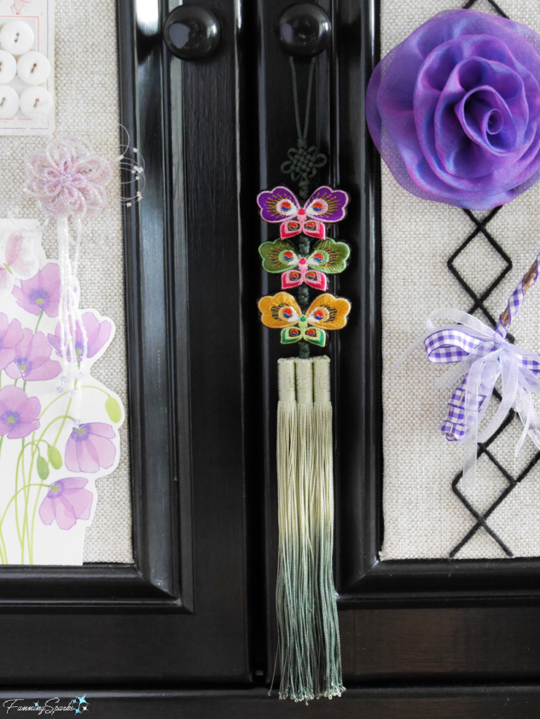 Embroidered Butterfly Tassel on Cabinet Door   @FanningSparks