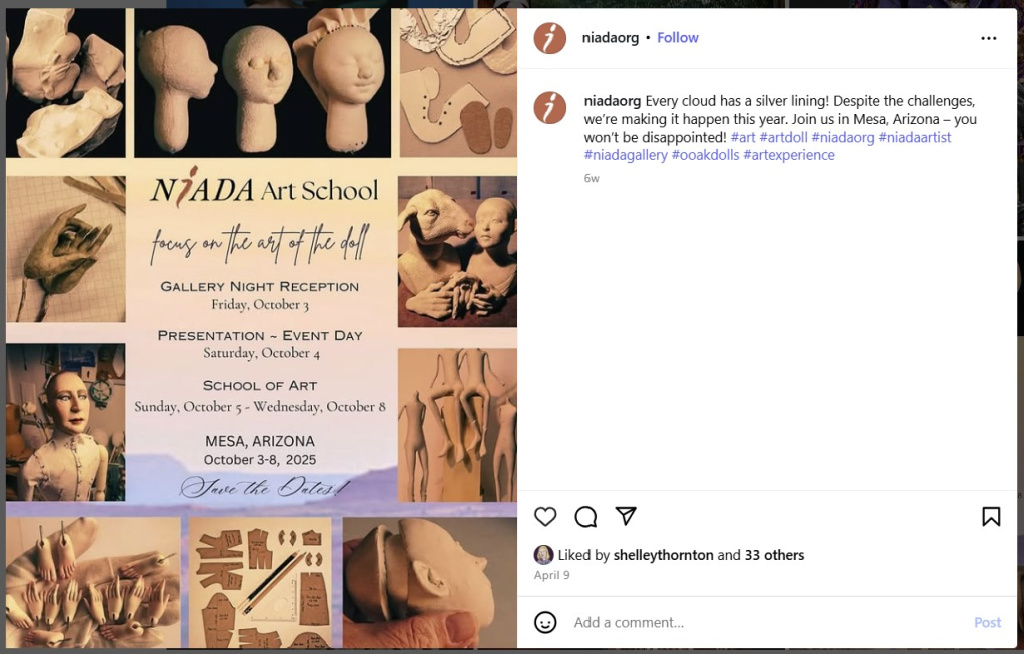 NIADA Art School Announcement - from Instagram