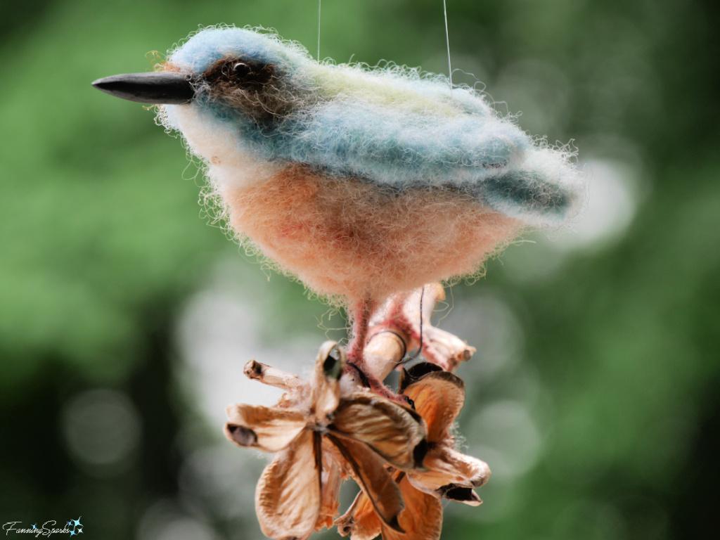 Needle-Felted Bird on Dried Branch   @FanningSparks