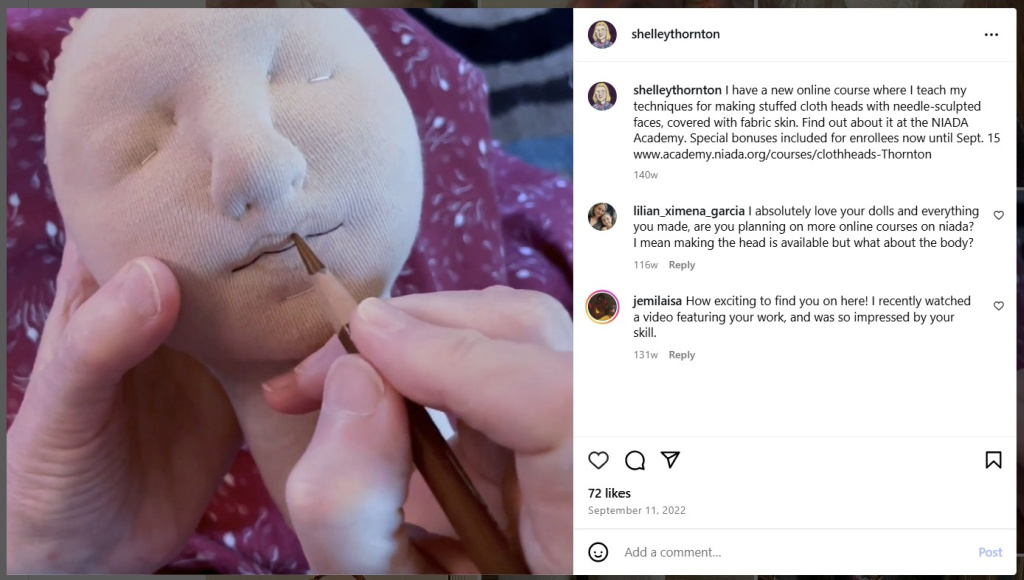 Needle Sculpting In Progress by Shelley Thornton - from Instagram