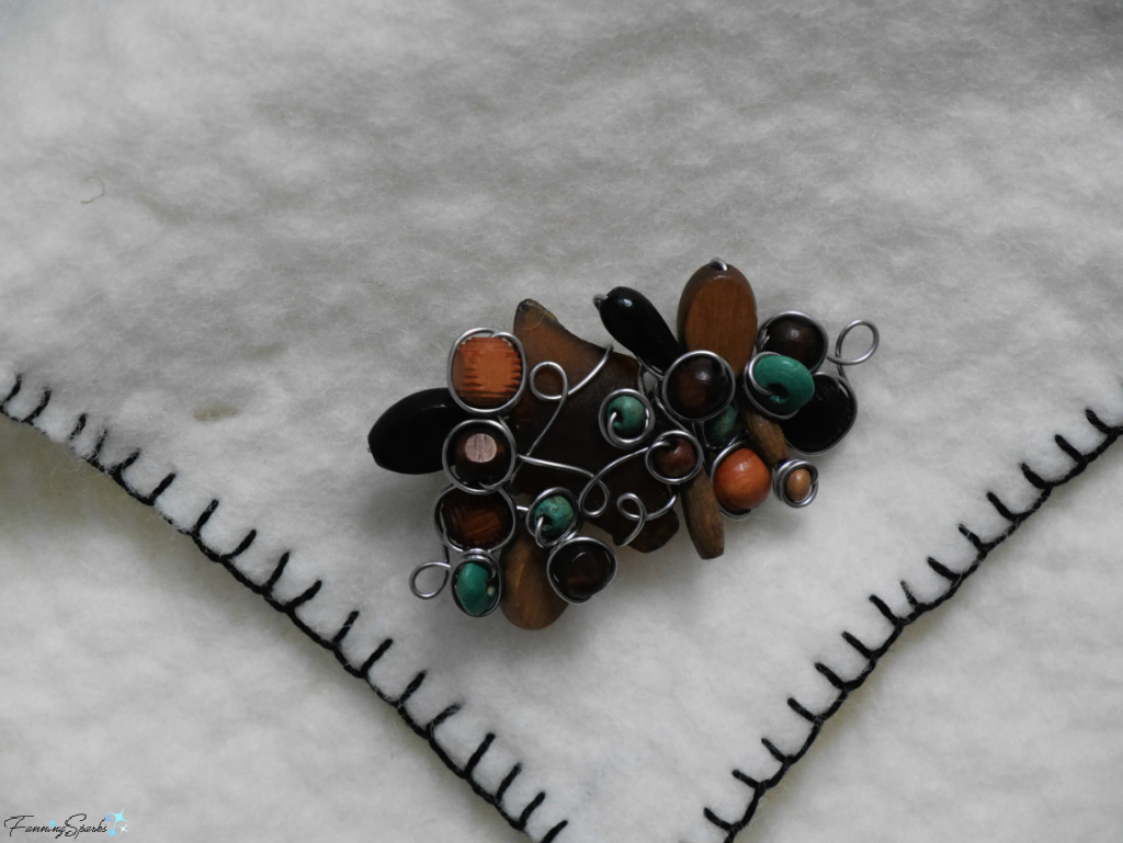 Sea Glass and Beads Silver-Wired Brooch   @FanningSparks