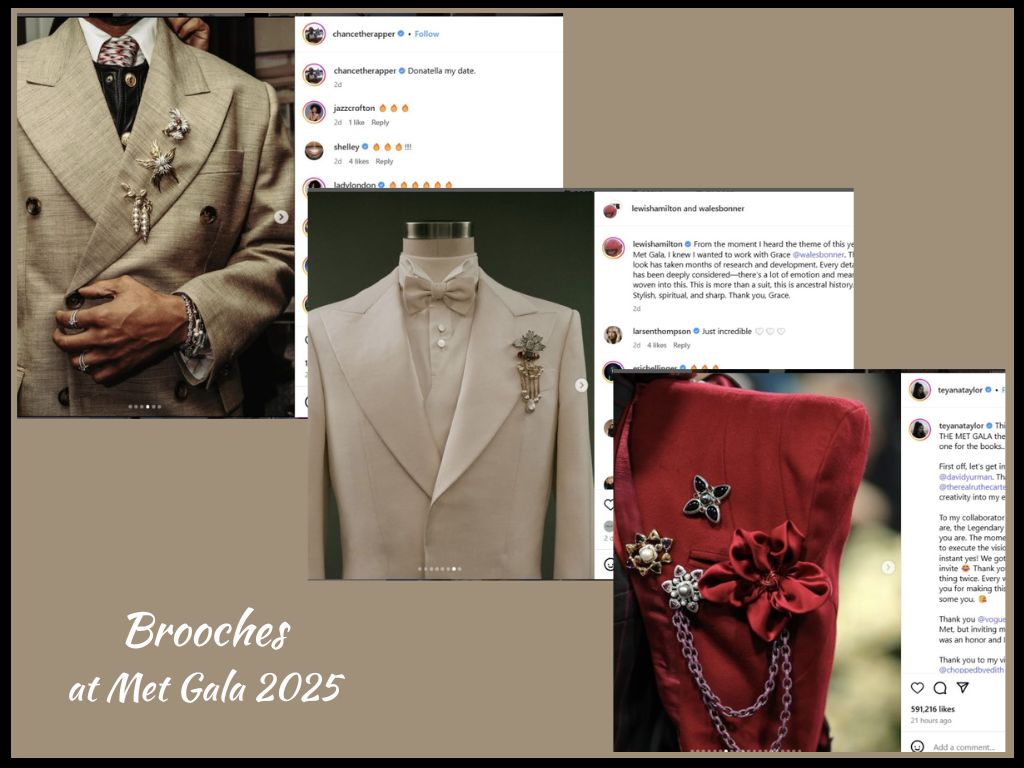 Various Brooches from Met Gala 2025 – from Instagram