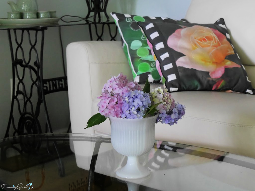 Bouquet of Hydrangeas on Our Coffee Table   @FanningSparks