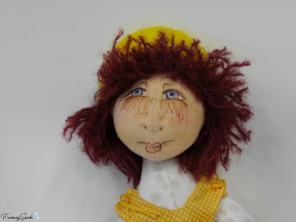 Closeup of Spring Sprite Cloth Art Doll by Charlie Patricolo   @FanningSparks