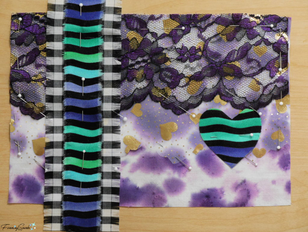 Adding a Heart Focal Point for My Heart Textile Collage   @FanningSparks