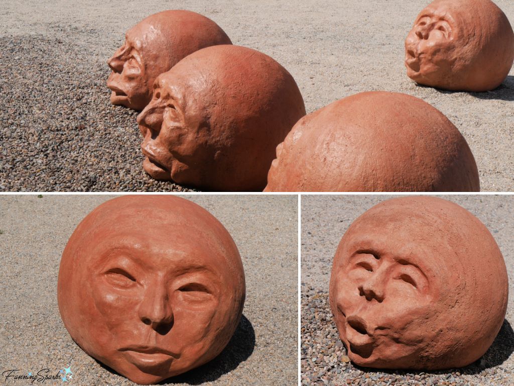 Bodyless Faces Sculpture by Ivan Higgins in Sculpture Garden Liverpool NS   @FanningSparks