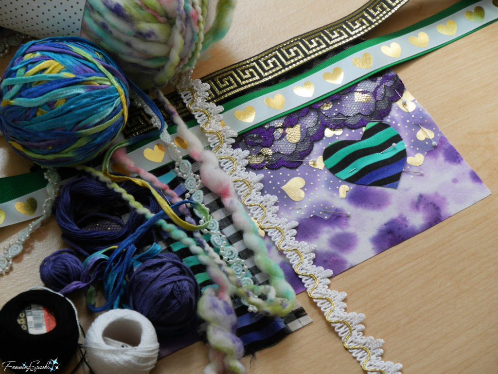 Considering Embellishments for My Heart Textile Collage   @FanningSparks