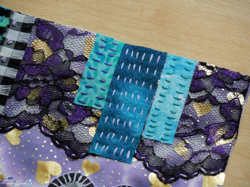 Embroidered Vertical Boxes on My Heart Textile Collage   @FanningSparks