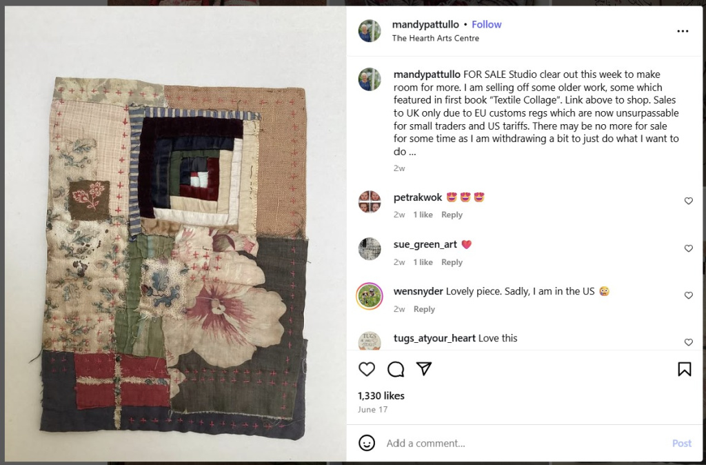 Fabric Collage by Mandy Pattullo from Instagram   