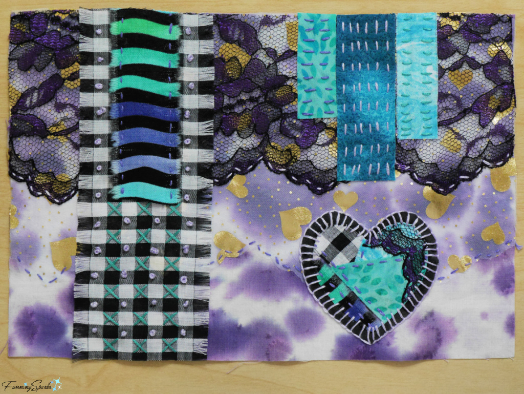 Layering and Embroidering on My Heart Textile Collage   @FanningSparks