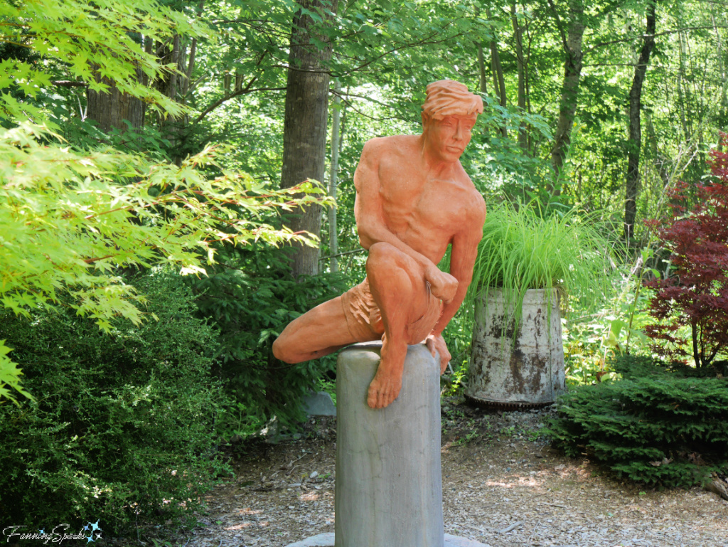 Man Kneeling Sculpture by Ivan Higgins in Sculpture Garden Liverpool NS   @FanningSparks