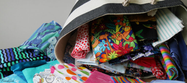 My Fabric Stash Spilling Out of Basket @FanningSparks