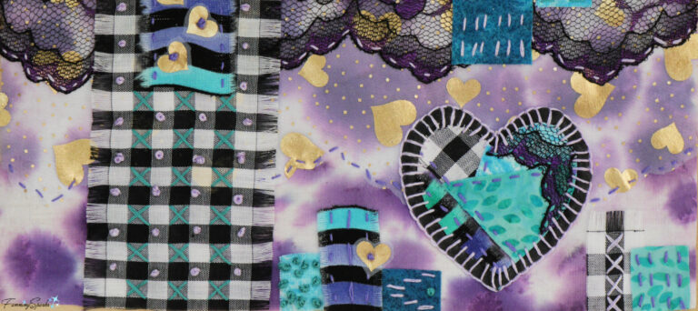 My Finished Patchwork Heart Textile Collage @FanningSparks