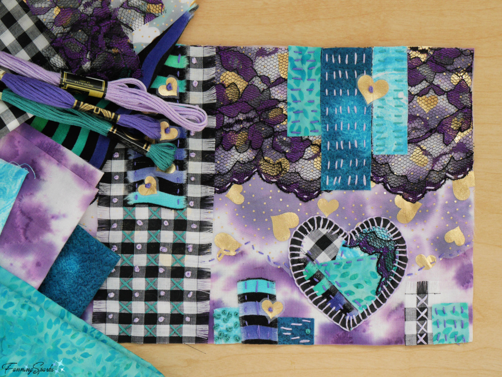 My Finished Patchwork Heart Textile Collage   @FanningSparks