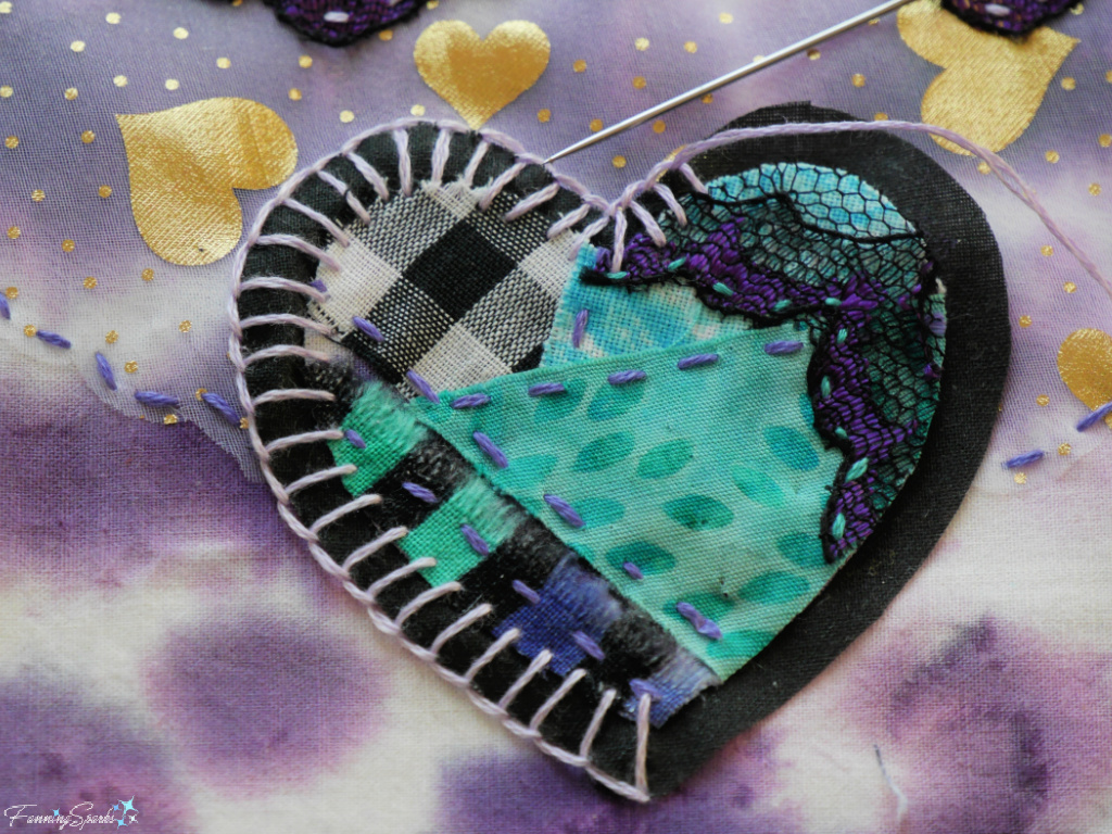 Stitching Heart Focal Point to My Heart Textile Collage   @FanningSparks