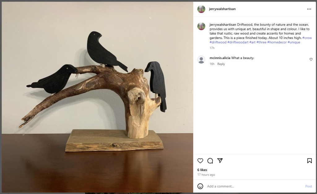 Crows on Driftwood by Jerry Walsh Artisan - from Instagram