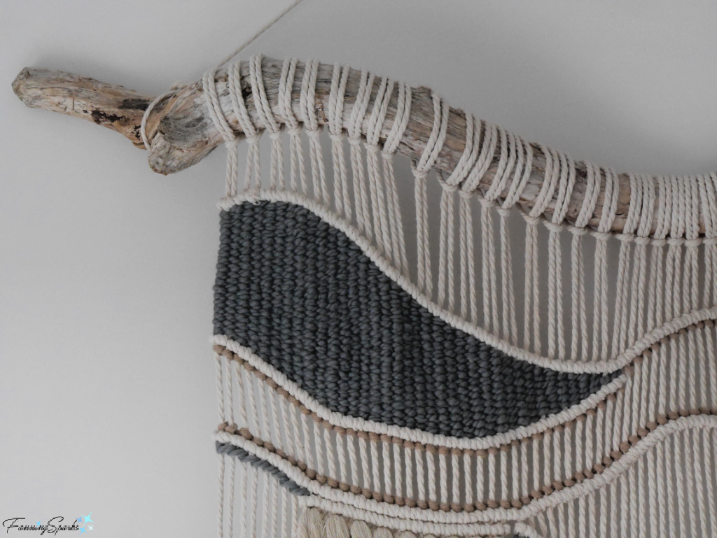 Fiber Wall Hanging Hung on Driftwood by Megan Dauphinee   @FanningSparks