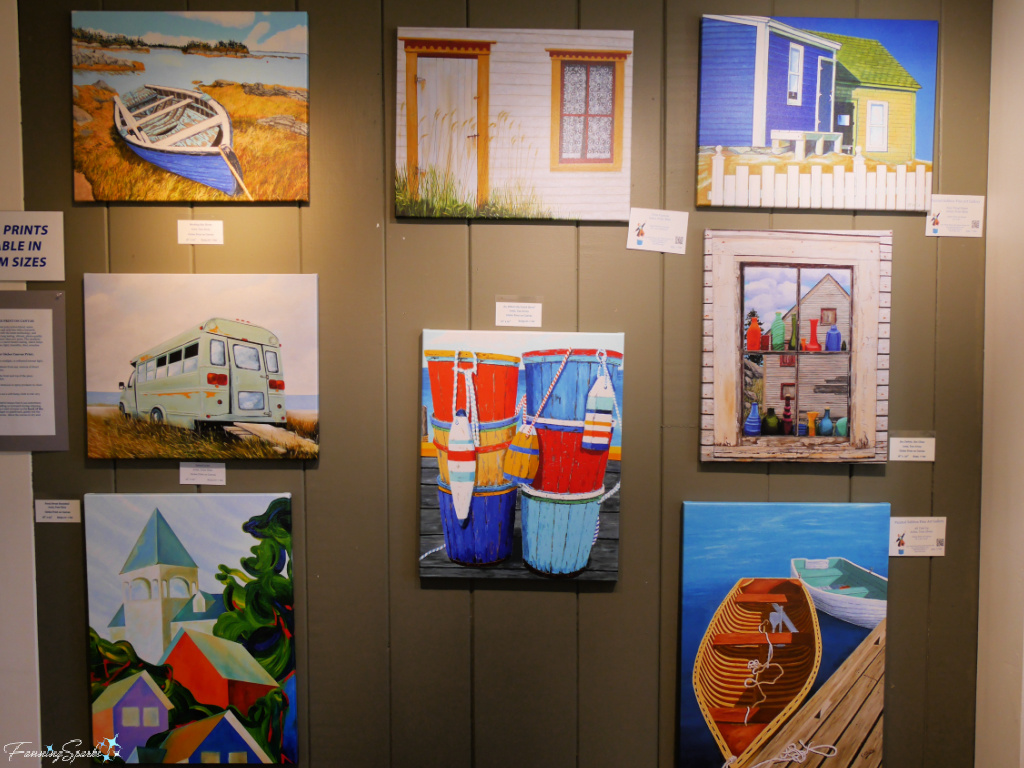 Gallery Display Wall in Maritime Painted Saltbox in Petite Riviere NS   @FanningSparks