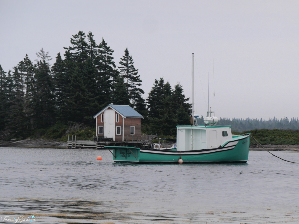 Green Fishing Boat in Blue Rocks Nova Scotia   @FanningSparks