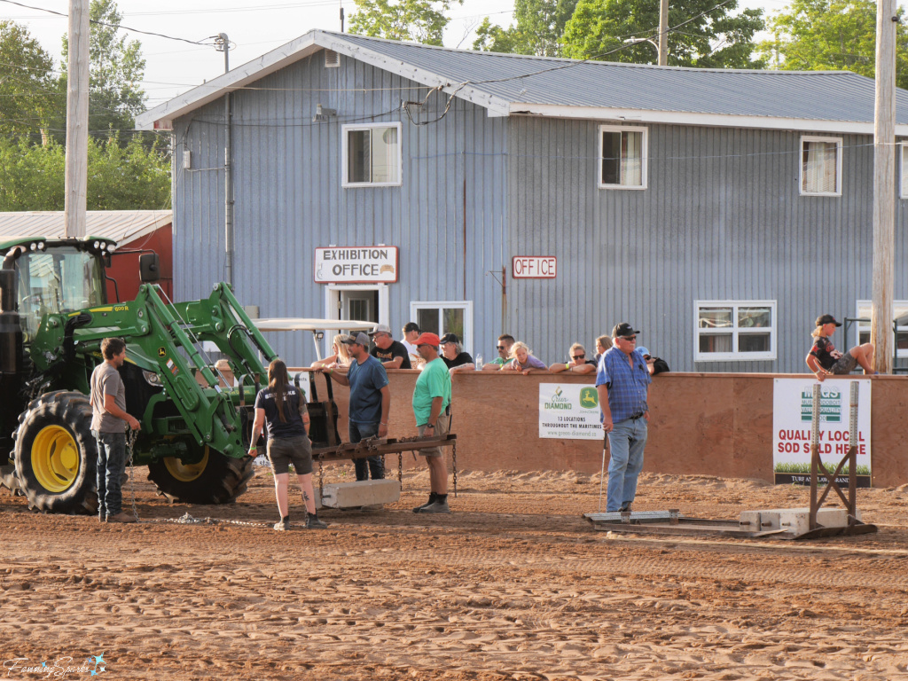 Ground Crew Prepares Drag at Halifax County Ox Pull in NS   @FanningSparks