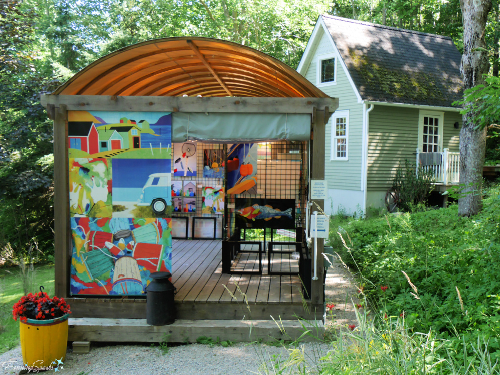 Pergola Outdoor Gallery at Maritime Painted Saltbox in Petite Riviere NS @FanningSparks