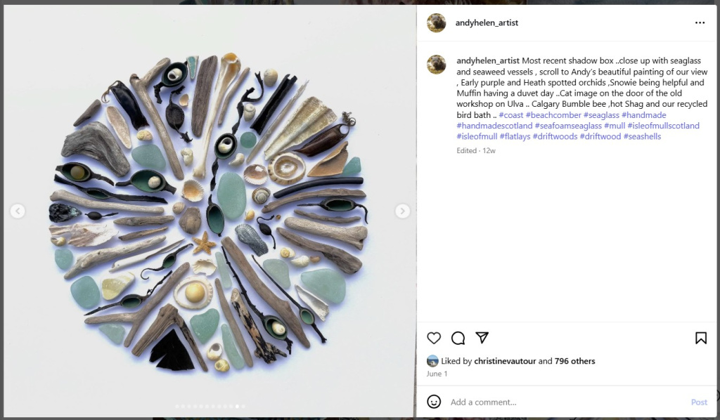 Sea Glass and Seaweed Vessel Shadow Box by Andy Helen Artists – from Instagram