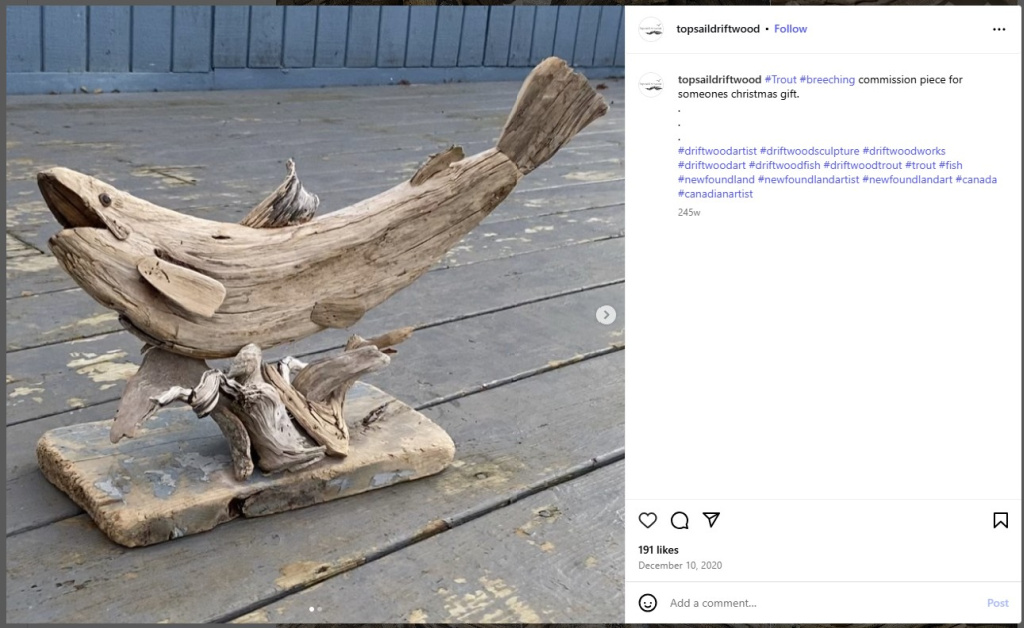 Trout by Topsail Driftwood - from Instagram