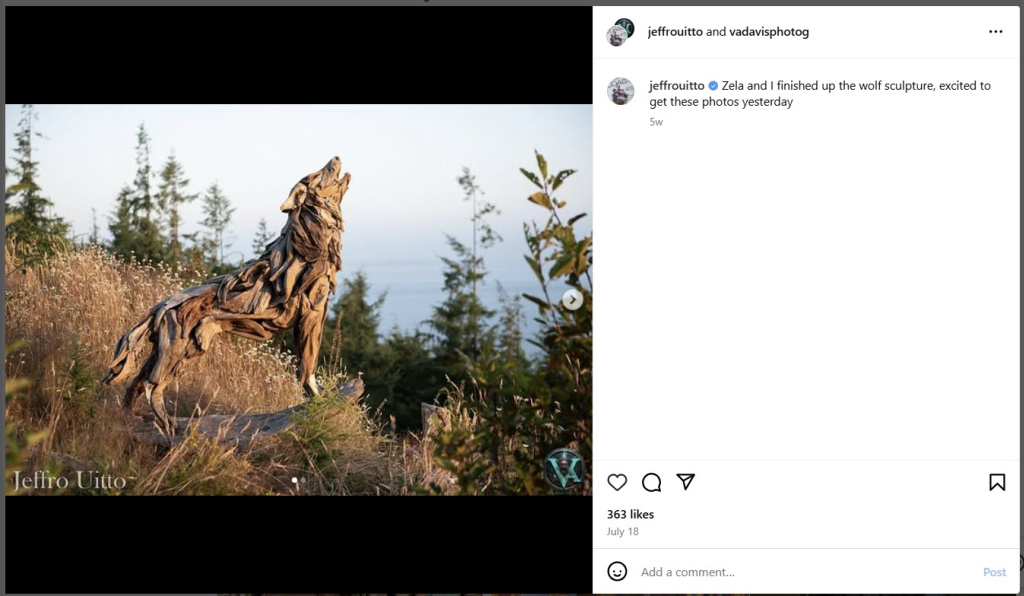 Wolf Sculpture by Jeffro Uitto – from Instagram