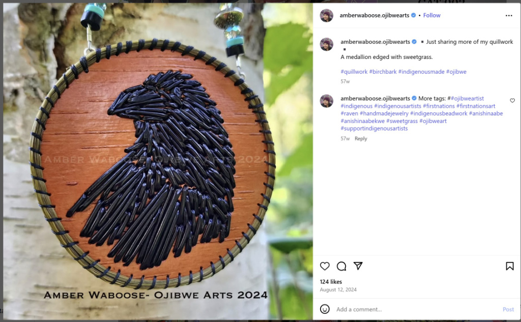 Amber Waboose of Ojibwe Arts Quilled Work - from Instagram