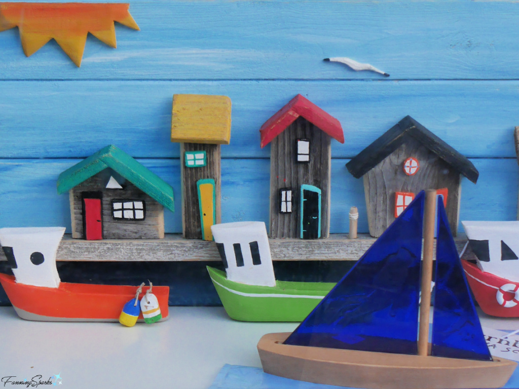 Driftwood Art in Shop Window in Lunenburg Nova Scotia   @FanningSparks