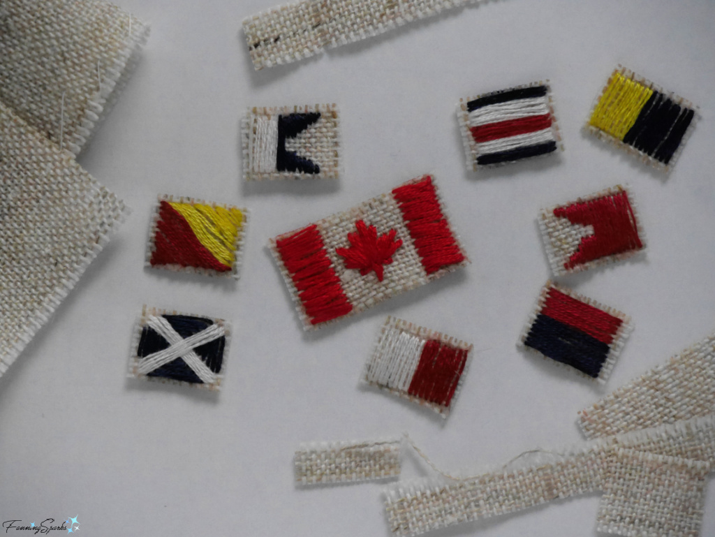 Embroidered Signal Flags for My Signal Flag Driftwood Sailboat   @FanningSparks