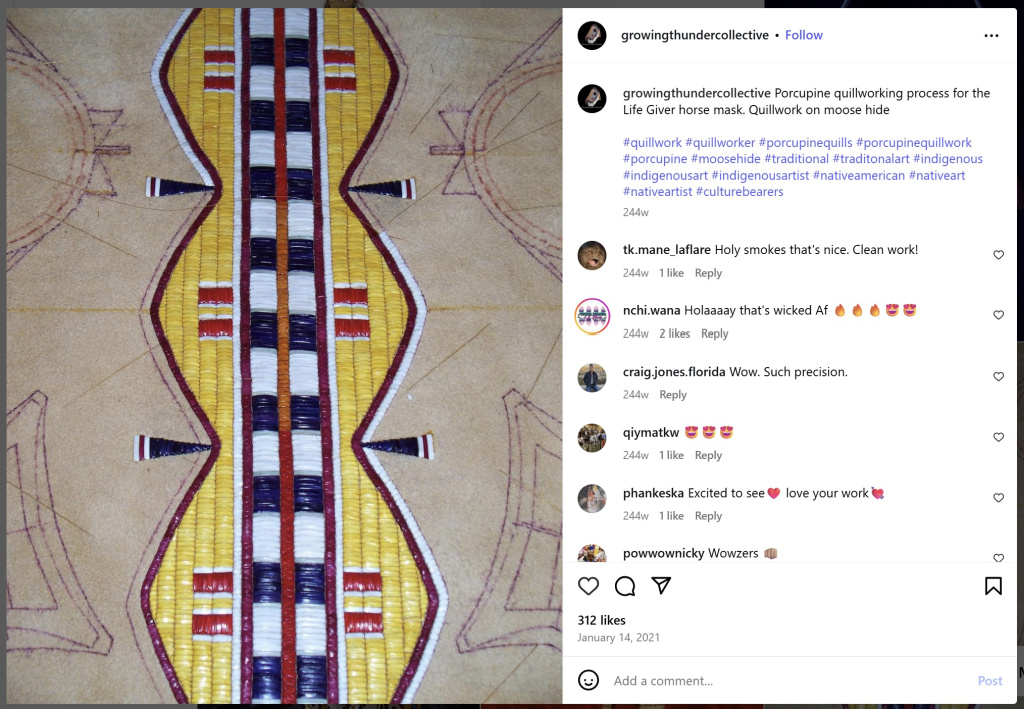 Growing Thunder Collective Quilled Work in Progress – from Instagram