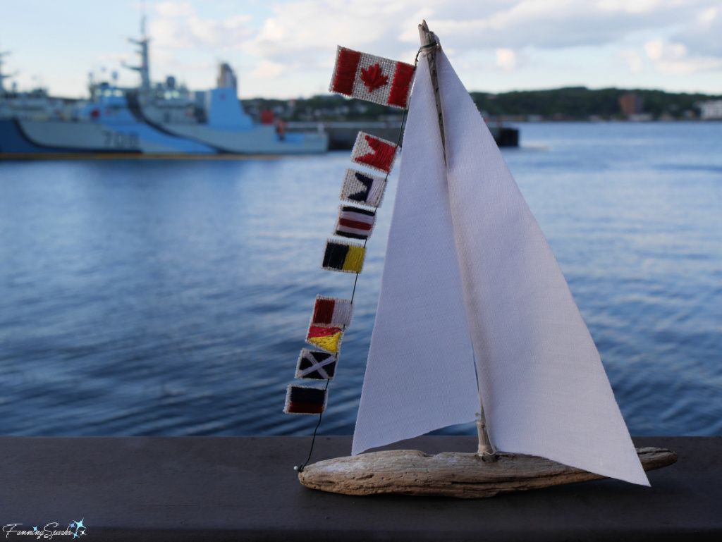 My Completed Signal Flag Driftwood Sailboat at the Harbour   @FanningSparks