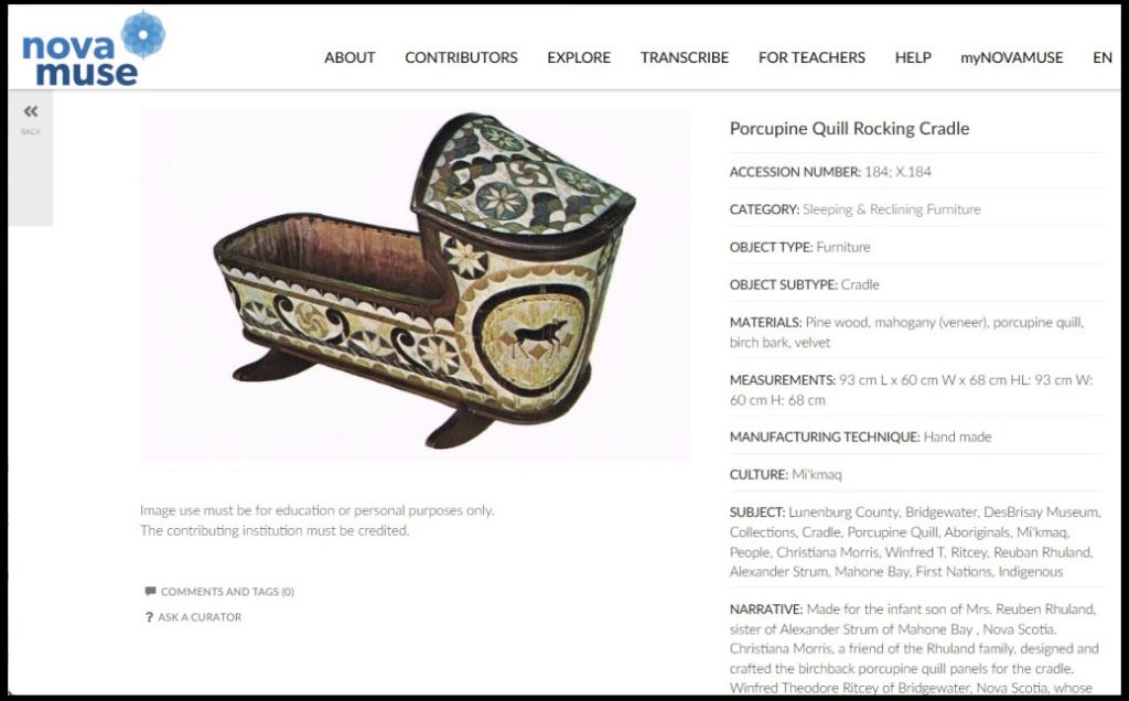 Mikmaw Quilled Rocking Cradle from DesBrisay Museum – on NovaMuse