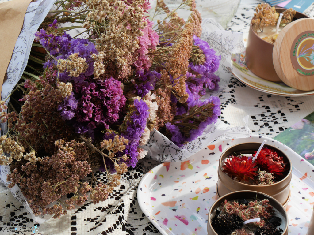 Dried Flower Bouquet and Candles by Tanyse Beckett   @FanningSparks