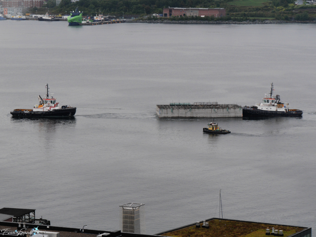 Tugboats Guide Large Barge on Halifax Harbour NS   @FanningSparks