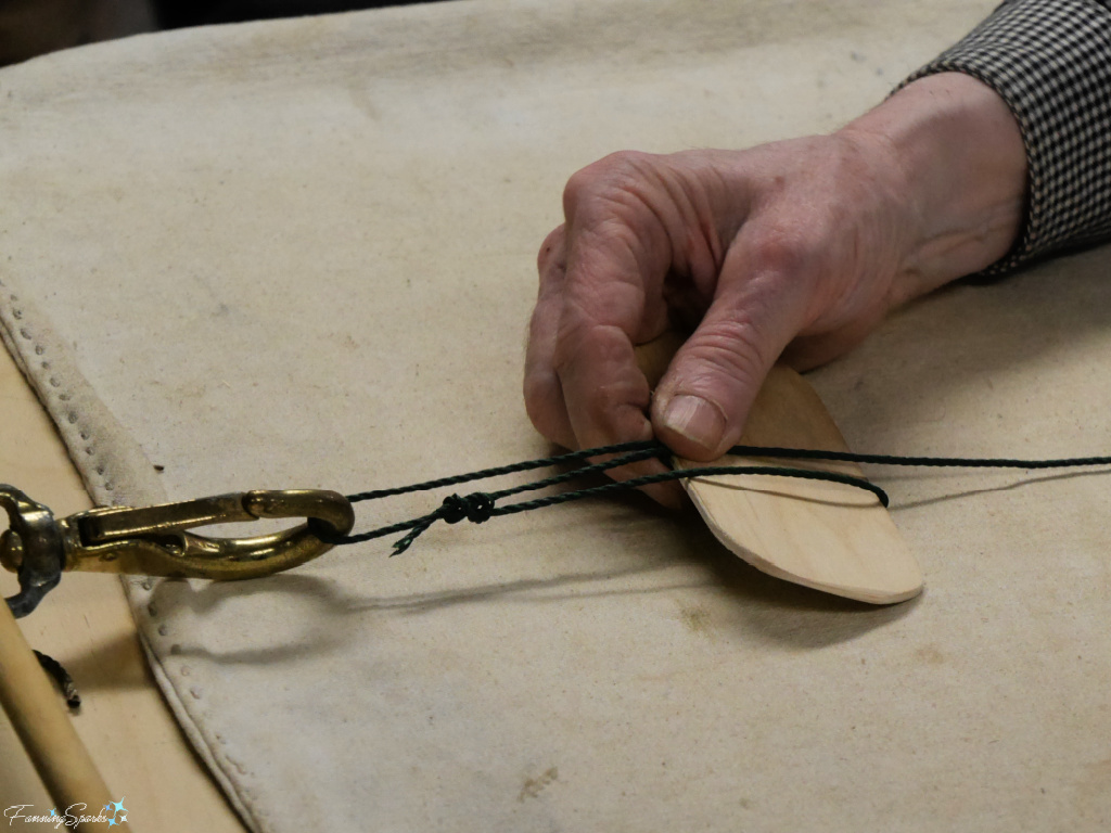 Workshop Instructor Demonstrates Making the First Row of Knots   @FanningSparks