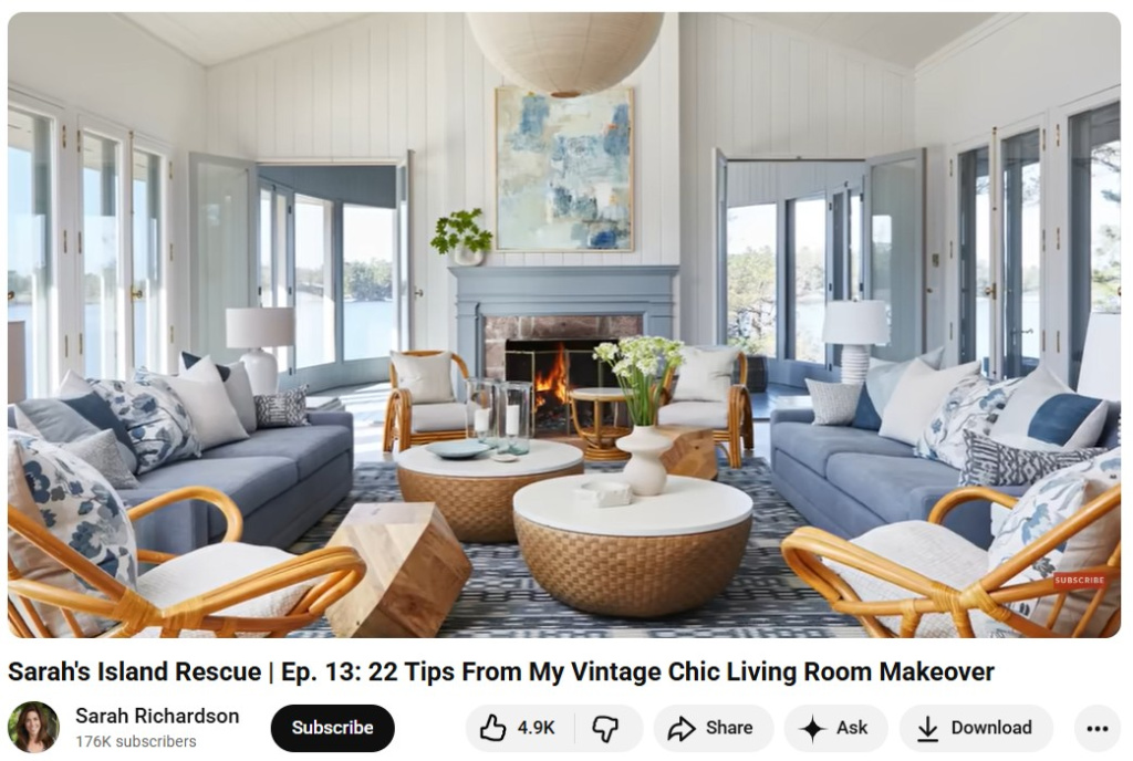 Large Artwork Over Fireplace Designed by Sarah Richarson - from YouTube