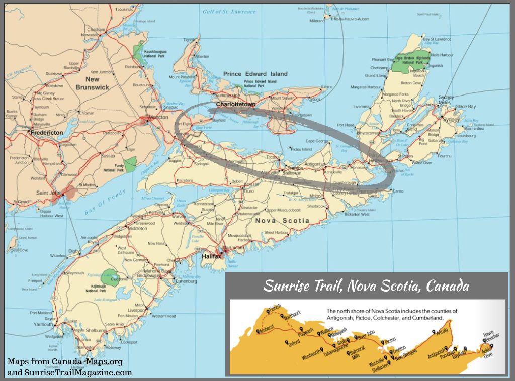 Map of Nova Scotia - With Sunrise Trail