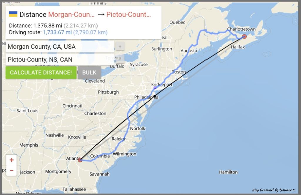 Morgan County to Pictou County – from Distance.to