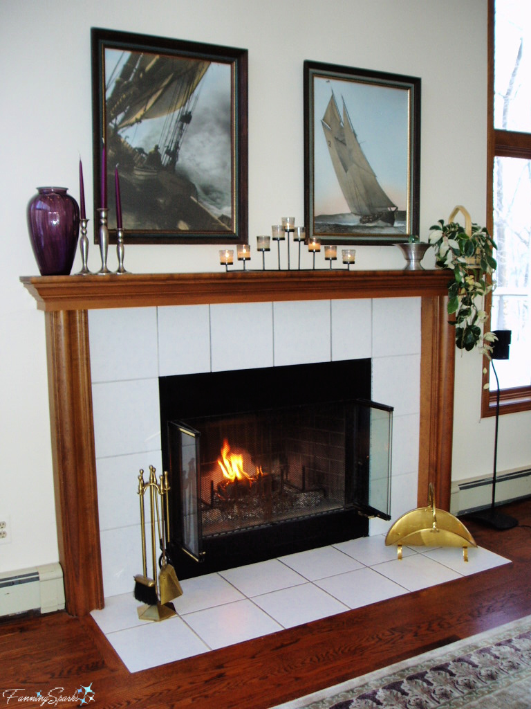 Pair of Large Prints Over Fireplace in White Lake Michigan House   @FanningSparks