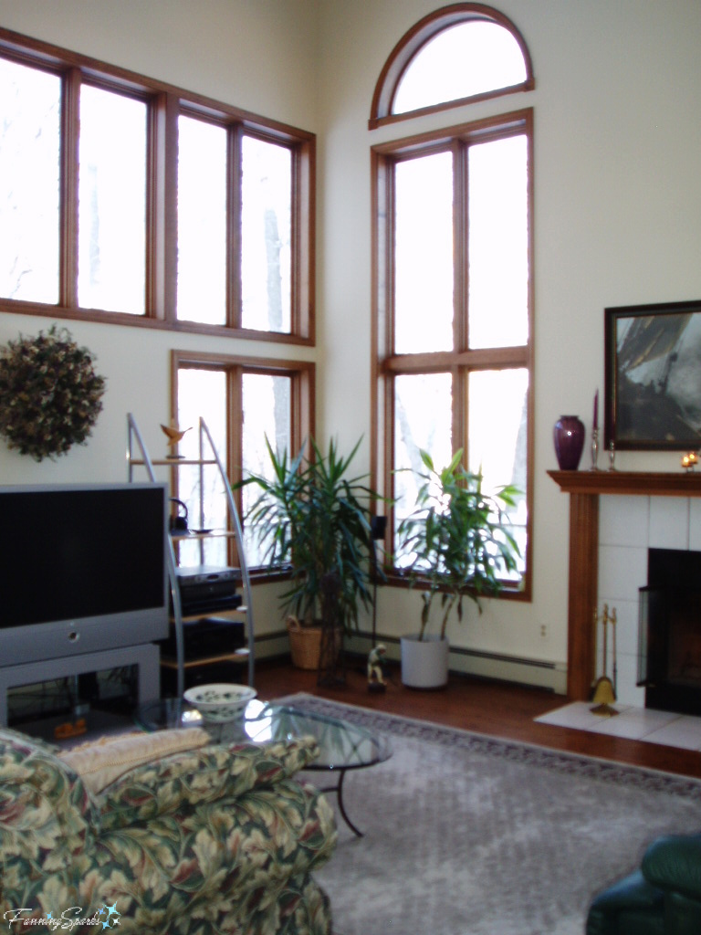 Tall Windows in Living Room of White Lake Michigan House   @FanningSparks