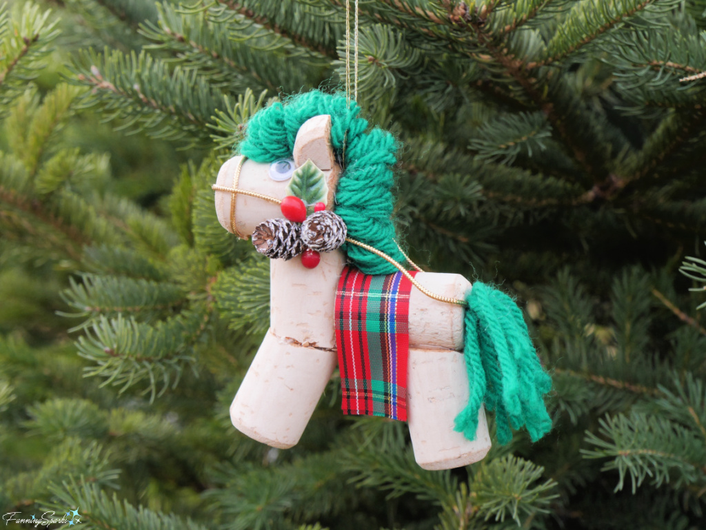 Cork Horse Ornament on Tree – Thrift Store Find   @FanningSparks
