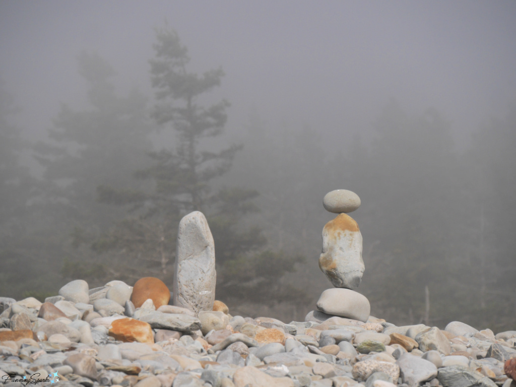 Stone Stacks in Fog on Cherry Hill Beach NS   @FanningSparks
